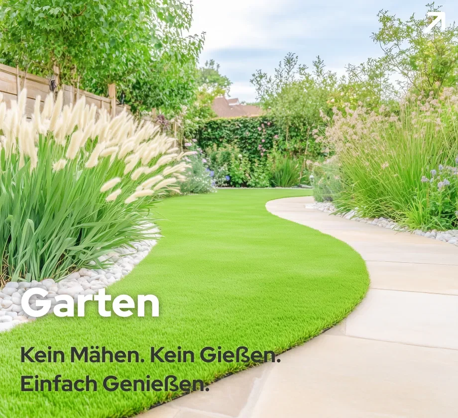 Kunstrasen in einem Garten