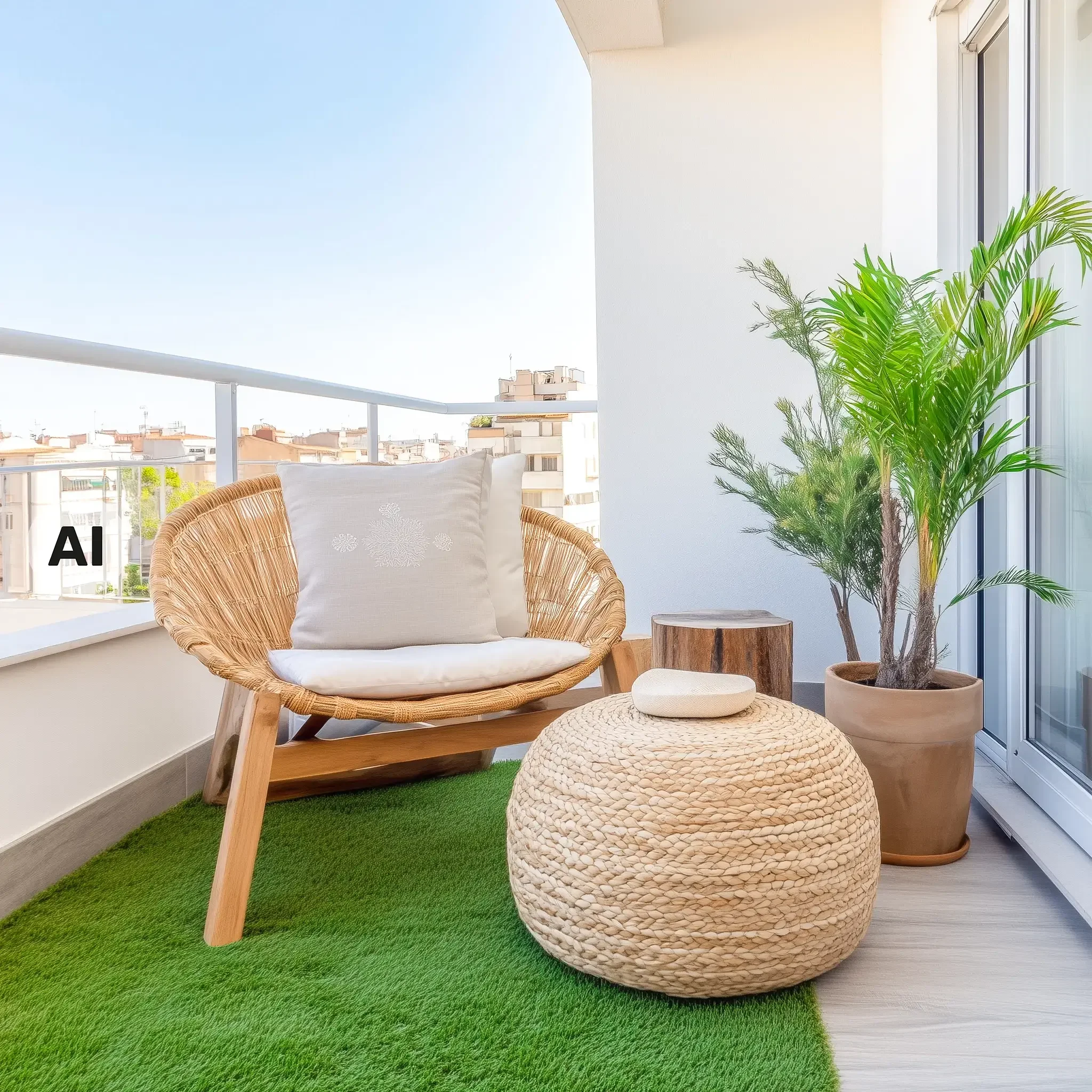 Kunstrasen auf einem Balkon